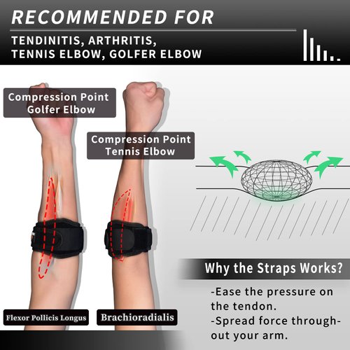 INDEEMAX Elbow Brace for Tendonitis and Tennis Elbow Adjustable Tennis Elbow Brace for Men & Women Golfers Elbow Strap Band Forearm Relief with Compression Pad