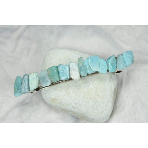 Amazonite Stone French Barrette Hair Clip 4" or 100 mm Length