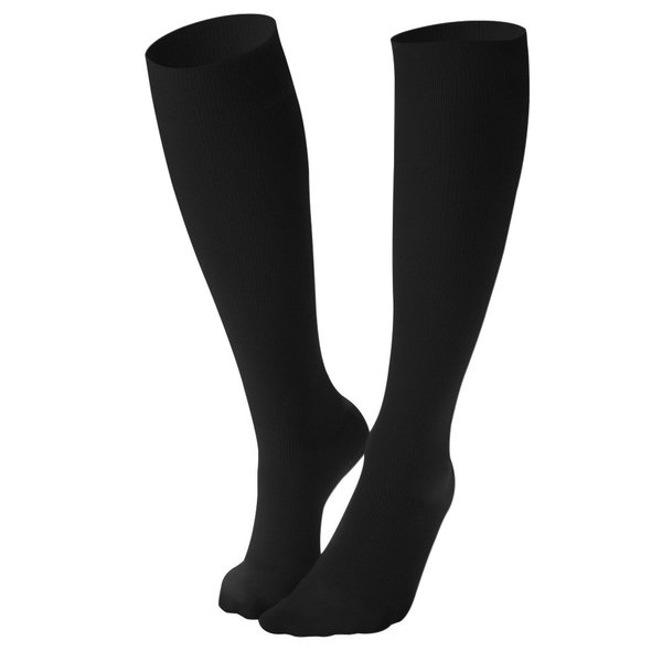 Dr. Comfort Women's Micro Nylon Graduated Compression Knee-High Sock, 10-15 mmHg, Black, Medium