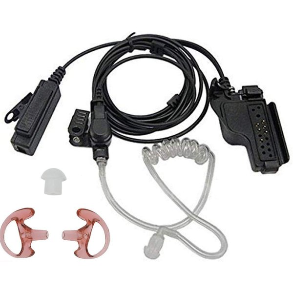 3'2 Wire Acoustic Tube Earpiece Mic Headset Mic Noise Reduction Reinforced Compatible with Motorola XTS 1500 XTS 2500 XTS 3000 XTS 3500 XTS 5000 XTS 5000R HT1000 MTS2000 Two Way Radio Black
