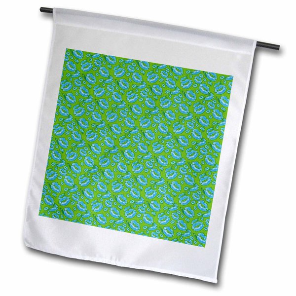 3dRose Two Kisses Collided Lip Boyish Blue Lips Pattern - Flags (fl_357233_1)