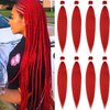 Pre Stretched Braiding Hair 8 Packs 30 inch Long Braiding Hair Prestretched Crochet Braids Hair Professional Yaki Straight Synthetic Hair Extensions(30",Red)