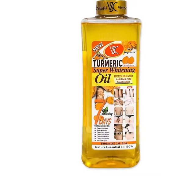 Turmeric Oil Super Whitening Face & Body Moisturizer Nourishing Anti-aging Correct Spots Wrinkle Skincare Essential oil 500ml/16.9oz (500ml/16.9oz)