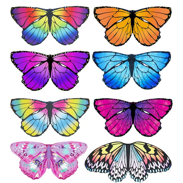 D.Q.Z Girls Fairy-Butterfly-Wings Costumes Bulk for Toddler Kids-Dress Up, 9 Pack Butterfly Gifts Toys for Party Favors (Butterfly Wings)