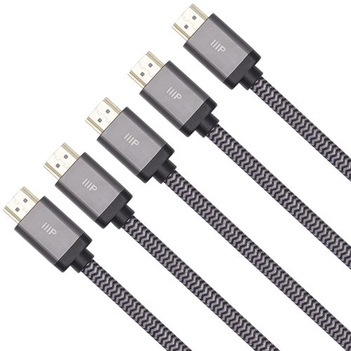 Monoprice 8K Certified Ultra High Speed HDMI Cable - Braided - HDMI 2.1, 8K@60Hz, 4K@120Hz, 48Gbps, HDR, VRR, CL2 In-Wall Rated, 3ft, Black (1 Pack)