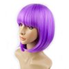 YOUNIGA Purple Bob Wig With Bangs 12 Inch Short Synthetic Fiber Bob Wigs for Women Short Bob Wigs and Halloween Cosplay Bob Wig With One Cap (Purple)