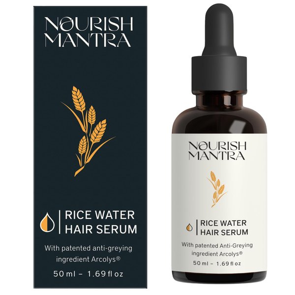 NOURISH MANTRA Rice Water Hair Serum 50ml | Anti grey hair serum | with Arcolys, Rice water,Fenugreek Extract | 50ml…
