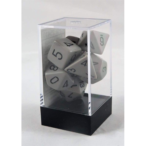 Chessex Dice: Polyhedral 7-Die Opaque Dice Set - Dark Grey with Black
