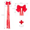 ASKUANG Silky Satin Long Tail Red Bow Hair Clip and Red Cross Shaped Clip Kit for Women Girls Daily Party Cosplay
