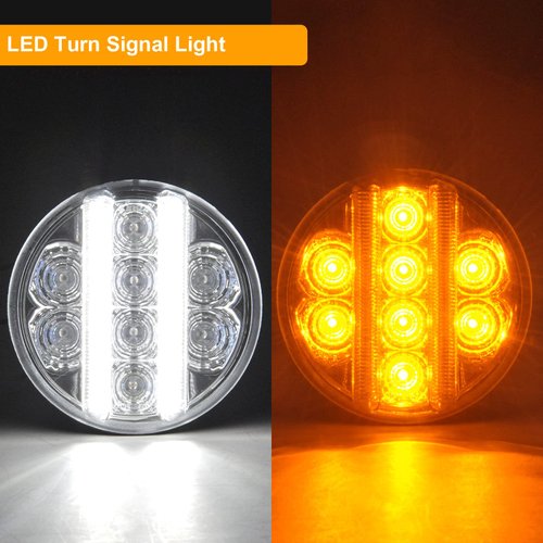 Aexploer for JK Front Turn Signal LED Lights Running Lamps Compatible with Wrangler JK JKU 2007-2018,White Vertical LED Bar as Daytime Running Lights,Amber Yellow LED as Turn Signal Lights(Clear Lens)