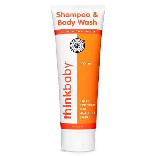 Thinkbaby Baby Shampoo for Hair & Body Wash for Sensitive Skin, Tear and Parabens Free, EWG Verified, Phthalates, Clean, Papaya, 8 Fl Oz