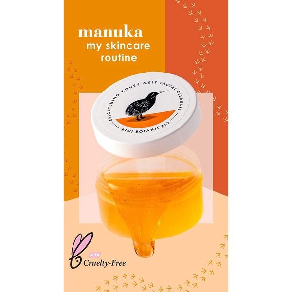 Kiwi Botanicals Brightening Honey Melt Facial Cleanser with Manuka Honey, 3.1 oz