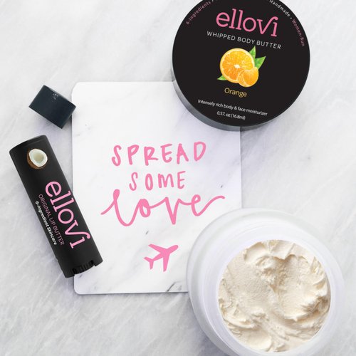 Ellovi All-Natural Luxuriously Whipped Body Butter - Orange - Pure Enough to Eat - Made With Just 6 Vegan Ingredients - 100% Plant-Based Moisturizer For Naturally Healthy Skin (0.57 fl. oz/16.8ml)