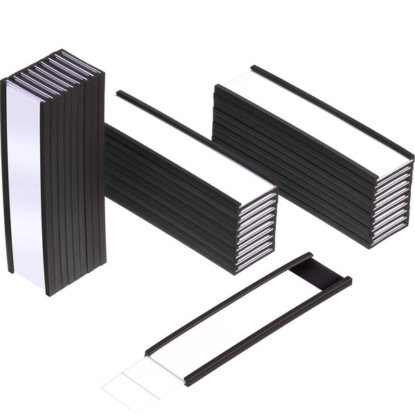 30 Pcs Magnetic Labels Magnetic Tool Box Labels Holders with 30 Pcs Protective Films and 60 Pcs Replacement Paper Strips Blank Magnetic Shelf Rack Labels for Shelf Bin (3 x 0.8 Inch)