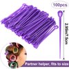 Pndeyo 100pcs Brush Hair Roller Pick, Plastic Hair Roller Locking Tools, Hair Curler Roller Pin Rod Crochet Accessories for Women Girls Hair Curling Styling- Purple