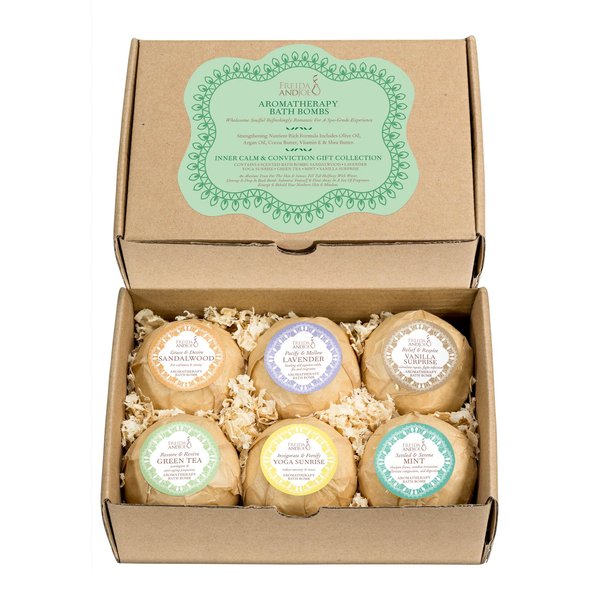 Home Spa Gift Basket Calming Relaxation Aromatherapy Bath Bombs Gifts for Her, 6 Refreshing, Aromatic Scents to Moisturize, Revitalize, Rejuvenate Mind, Body & Soul - Luxury Bath & Body Set for Women