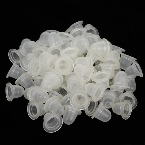 Tattoo Ink Cups 100pcs Disposable Silicone Permanent Makeup Pigment Clear Holder Container Cap Tattoo Accessory Tattoo Caps Microblading Pigment Cups(S)