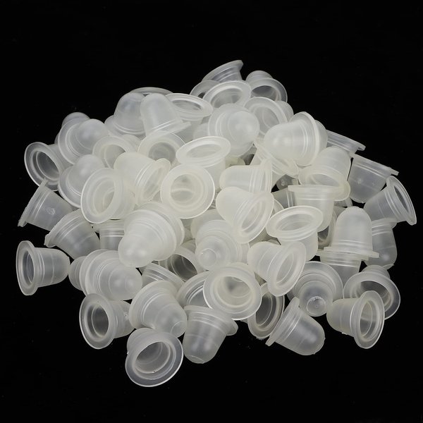 Tattoo Ink Cups 100pcs Disposable Silicone Permanent Makeup Pigment Clear Holder Container Cap Tattoo Accessory Tattoo Caps Microblading Pigment Cups(S)