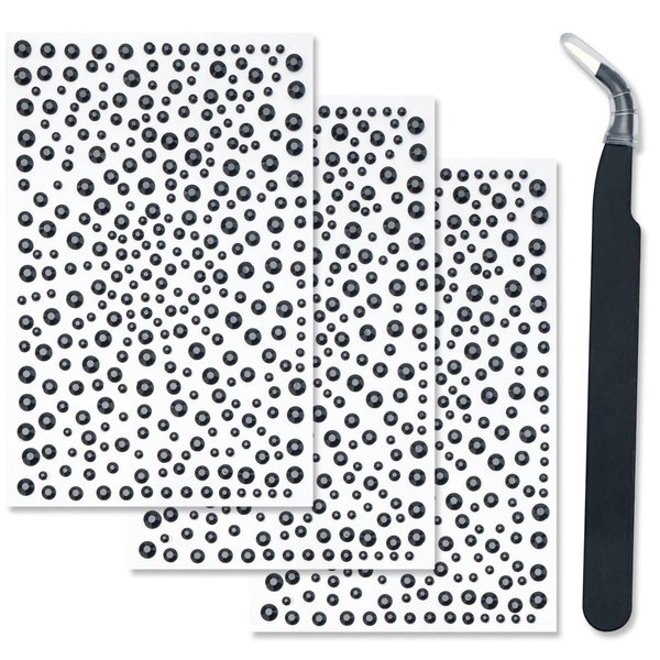 3 Sheets Face Gems Self Adhesive Rhinestones Stick on Face Jewels Stickers Decorations for Face, Makeup, Nail, Crafts (Navy Blue)