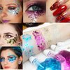 Body Glitter Gel 16 Color Sequins Glitter Gel Easy to Apply&Clean, Festival Glitter Christmas Makeup for Women Long Lasting Sparkling Suitable for Body, Face, Hair, Eyes Pink(Chunky Glitter)