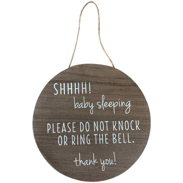 KIND FATE Baby Sleeping Sign for Front Door Do Not Knock or Ring Doorbell Sign | New Mom Gifts Do Not Disturb Door Hanger Sign | No Soliciting Sign Sleeping Baby Sign 10" Round