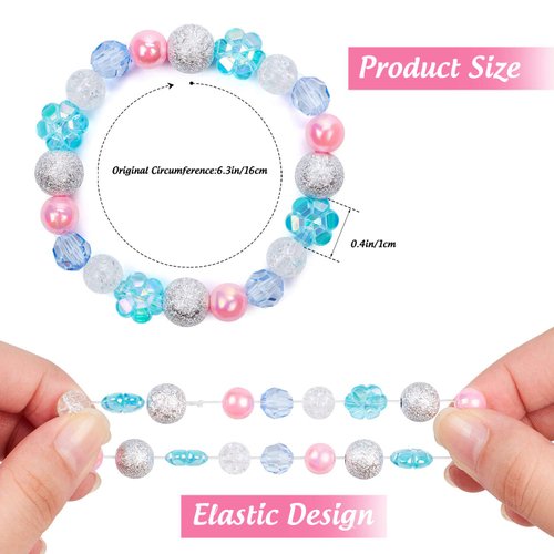 Lorfancy 12 Pcs Girls Beaded Bracelets Rainbow Baby Toddler Cute Friendship Stretchy Costume Jewelry Set