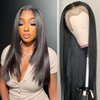 Transparent 13x4 Lace Front Wigs Human Hair Straight HD Lace Frontal Wigs Natural Hairline with Baby Hair Pre Plucked 150% Density Brazilian Virgin Human Hair Wigs for Black Women 16Inch