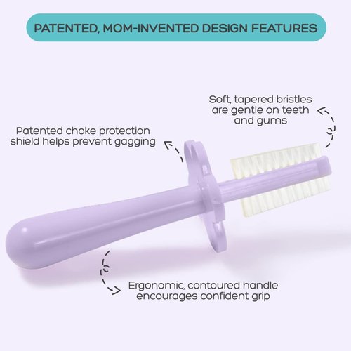 grabease Infant Toothbrush Baby Finger Toothbrush, BPA-Free & Phthalate-Free for Baby & Toddler, 2 Pack, Lavender and Yellow