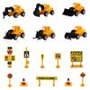 Newmemo Construction Cake Topper Vehicles Cake Decoration Set Truck Excavator Tower Crane Cupcake Topper Traffic and Road Sign Decor Happy Birthday Party Supplies Favors for Kids Boys-16pcs