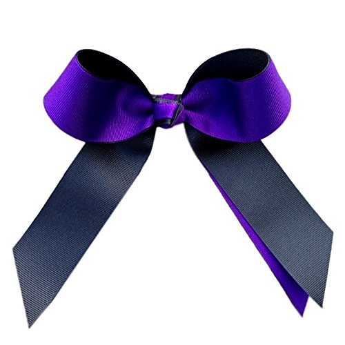 Victory Bows Two Color Grosgrain Hair Bow- The Juliet Purple and Black- Made in the USA Pony Tail Band SB800