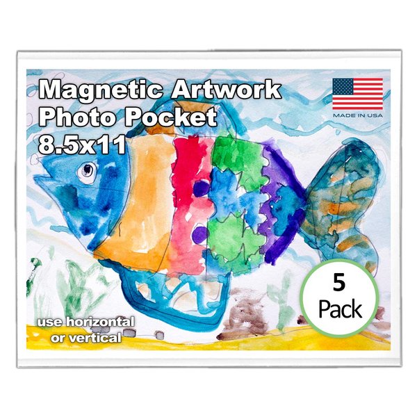 Magtech 08115 Magnetic Picture Frame Magnetic Multi-Use Pocket, 5 Pack
