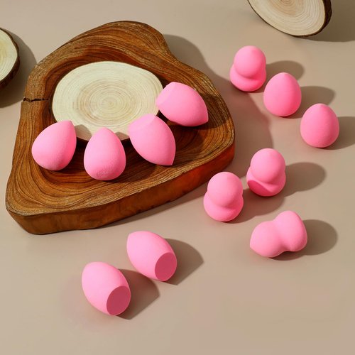 Pink 15 Pcs Beauty Blender Sponge Set:Medium Makeup Sponges For Foundation,Powder,Liquid,Facial Makeup Tools,Latex-Free, High-density Beauty Sponge