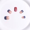 BFY 4th of July Press on Nails Medium Square Fake Nails, French Blue Red Glitter Stars Acrylic Nails, Glossy Gel False Nails Kit Stick Glue on Nails Tip, Independence Day Patriotic Decoration 24 Pcs