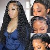 Jessica Hair 13x6 Lace Front Wigs Human Hair HD Lace Curly Wigs Pre Plucked With Baby Hair Curly Brazilian Remy Hair Wigs For Black Women(22 Inch with 150% density)