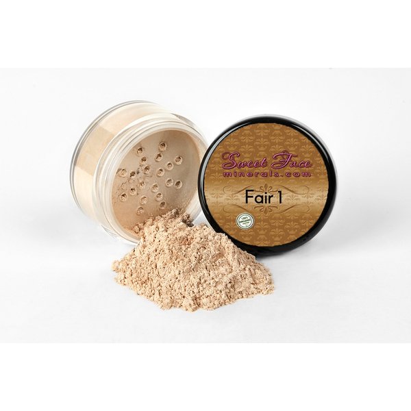 5pc KIT w/FACE BRUSH (FAIR 2) Mineral Makeup Set Full Size Powder Bare Skin Matte Foundation