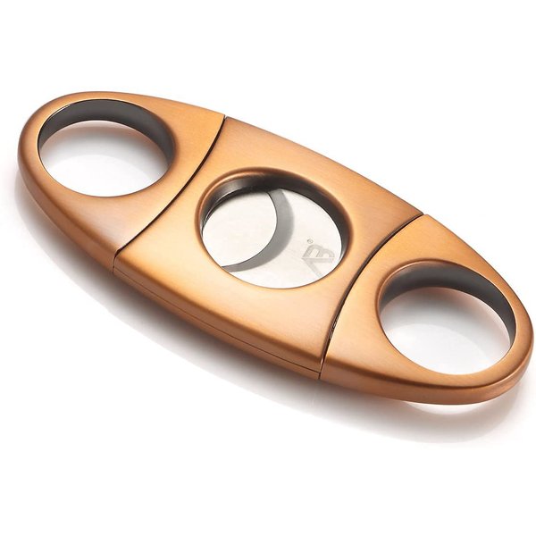ALASKA BEAR® - Antique Bronze Cigar Cutter Stainless Steel Guillotine Double Cut Blade in Black Gift Pouch