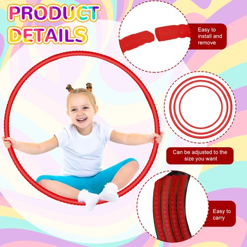 WinnerWhy 2 Pcs Toy Hoop Exercise Hoop Detachable Adjustable Plastic Hoop Playground Equipment for School Colored Hoop Circles Exercise Ring for Teens Dog Agility Equipment(Red,20 Inch)