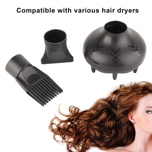 Hair Diffuser for Curly Hair,Universal Hair Diffuser Adaptable for Blow Dryers, Hair Dryer Diffuser Nozzle Set Plastic Hair Dryer Attachment Dryer Nozzle Comb 3Pcs/Set