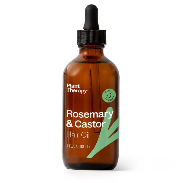 Plant Therapy Rosemary & Castor Hair Oil 4 oz Promotes Hair Growth, Adds Shine and Softness to Hair, Encourages a Healthy Scalp, Hair Treatment, Rosemary Oil for Hair Growth, Castor Oil for Hair Mask