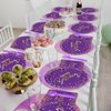 Wiooffen 96PCS Purple Gold Birthday Paper Plates and Napkins Party Supplies Happy Birthday Party Decorations Disposable Birthday Party Tableware Dinnerware Set for Women Men Birthday Serves 24 Guests