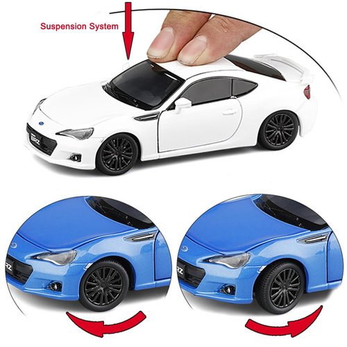1/32 Scale 2017 BRZ Model Car Diecast Toy Cars Metal Children's Die-cast Vehicles, Doors Open, with Light, Toys for Boys Kids Birthday Gifts Men Collection Desktop Display, White