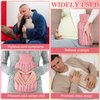 2 Pieces Hot Water Bottle Cover Soft Cover Only Knitted Hot Water Bottle Sweater for Winter Hot Compress and Cold Therapy, Menstrual Cramps, Neck, Shoulder Pain Relief(Pink, Khaki)