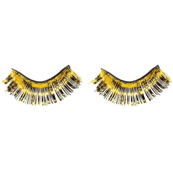 Yellow Tinsel Eyelashes - 1 Pair (1/2" x 1") - Lightweight & Easy to Apply Self-Adhesive Lashes - Perfect Costume Accessory