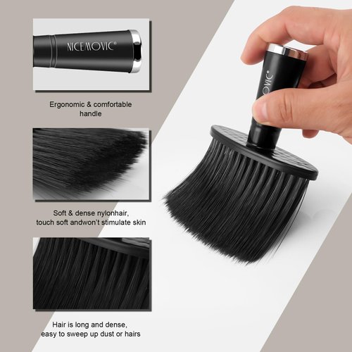 NICEMOVIC 3Pcs Barber Neck Duster Brush, Professional Barber Accessories Cleaning Supplies, Duster Nylon Brush Hair Cutting Styling Brush Tool