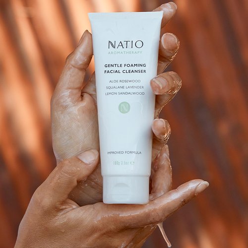 Natio Gentle Foaming Facial Cleanser, 3.5 oz - Face Cleanser with Aloe Vera, Rosewood - Face Wash to Remove Excess Oils - Maintains Moisture Balance