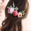Fangsen Wedding Ivory Boho Pink Orange Rose Flower Hair Clips Floral Hair Accessories for Brides and Bridesmaids Silver
