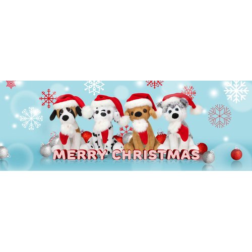 Plushland Xmas Pawpal with Santa Hat Stuffed Animals Plush Puppet Dog 8 Inches for Kids - A Perfect Christmas Day Gift on This Holiday for Babies (Dalmatian)