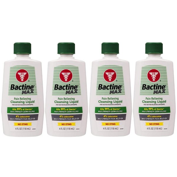 Bactine Max First Aid Liquid 4 oz (Pack of 4)