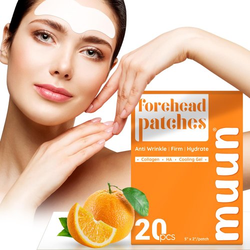 Muun Forehead Wrinkle Patches 20Pcs with Vitamin C, Hyaluronic Acid, Collagen and Grapeseed Extract, Anti Wrinkle Patches, Forehead Wrinkles Treatment, Smooth Skin
