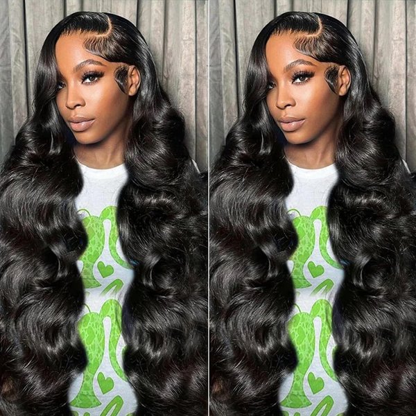 5x5 HD Lace Closure Glueless Wigs Human Hair Pre Plucked Brazilian Virgin Body Wave Lace Front Wigs Human Hair 180% Density Closure Wig with Elastic Band (5x5 Natural Black, 28 inch)